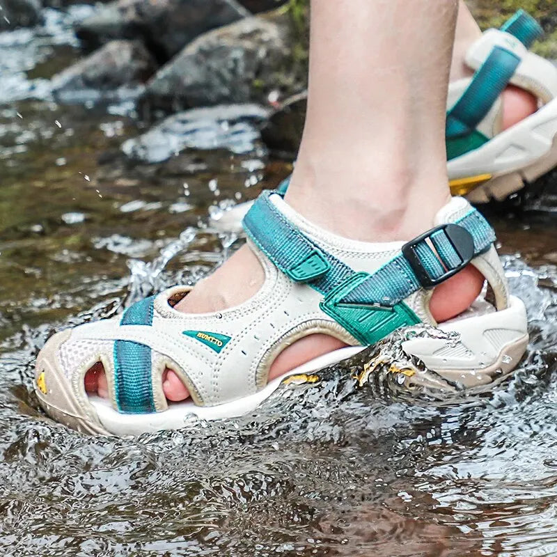 Stylish women's beach sandals. Quick-dry, non-slip sole & arch support for ultimate summer comfort.