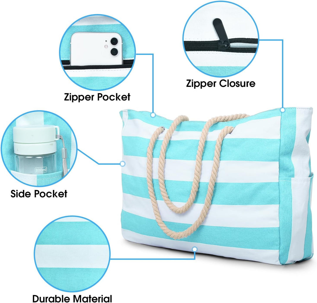 Women's elegant waterproof tote bag, large capacity, with useful zipped pockets for organization.