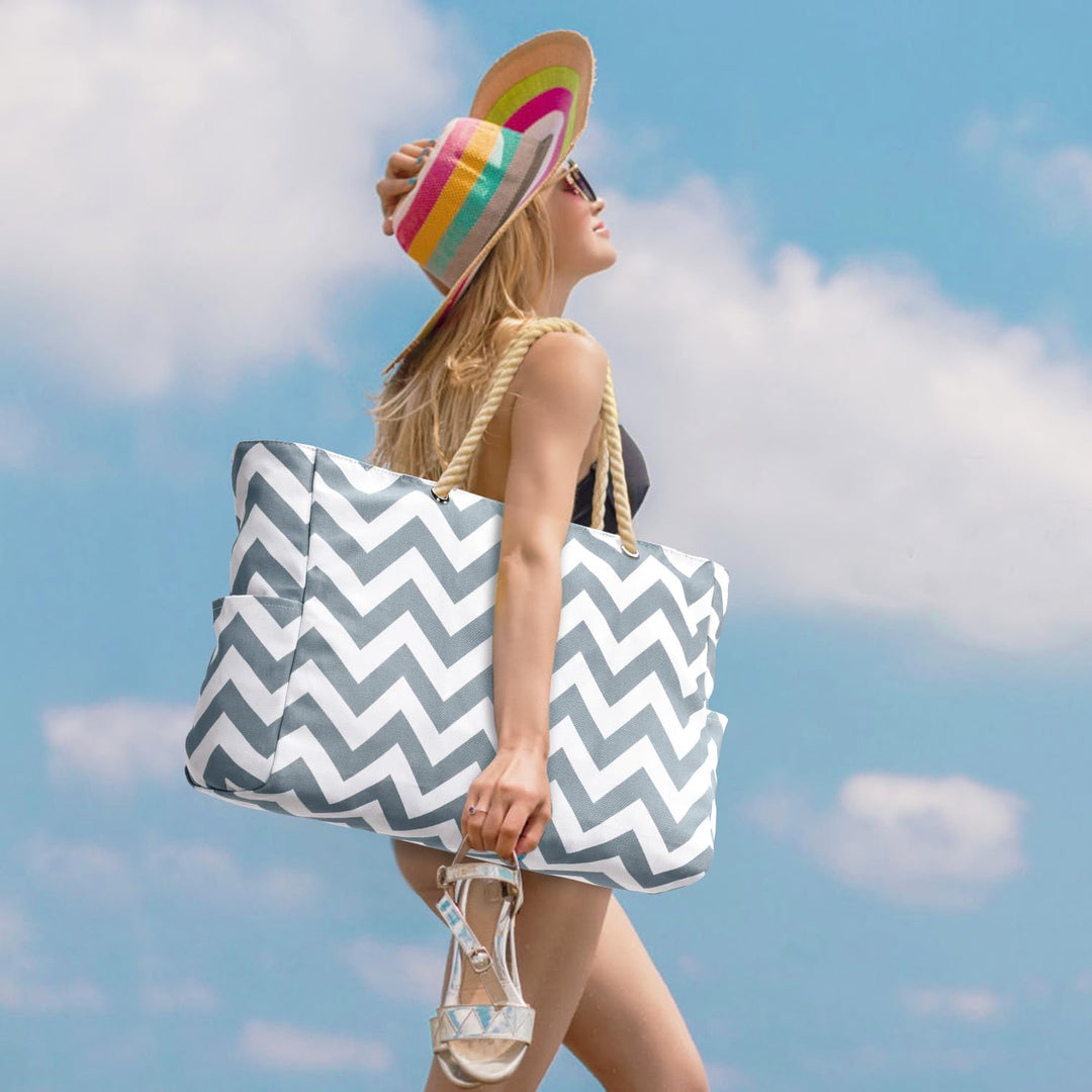 Women's travel-friendly waterproof tote, large & spacious, with secure zipped storage.