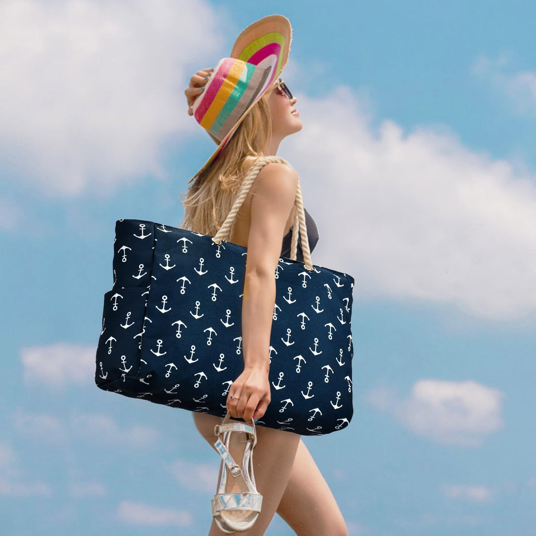 Functional women's large waterproof tote, featuring sturdy oxford fabric & zipped pockets.