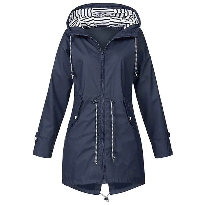 Stylish women's waterproof windbreaker, a casual and practical all-weather outdoor jacket.
