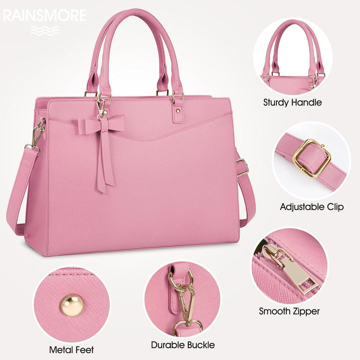 Professional women's waterproof laptop tote bag, perfect for daily commute & office.