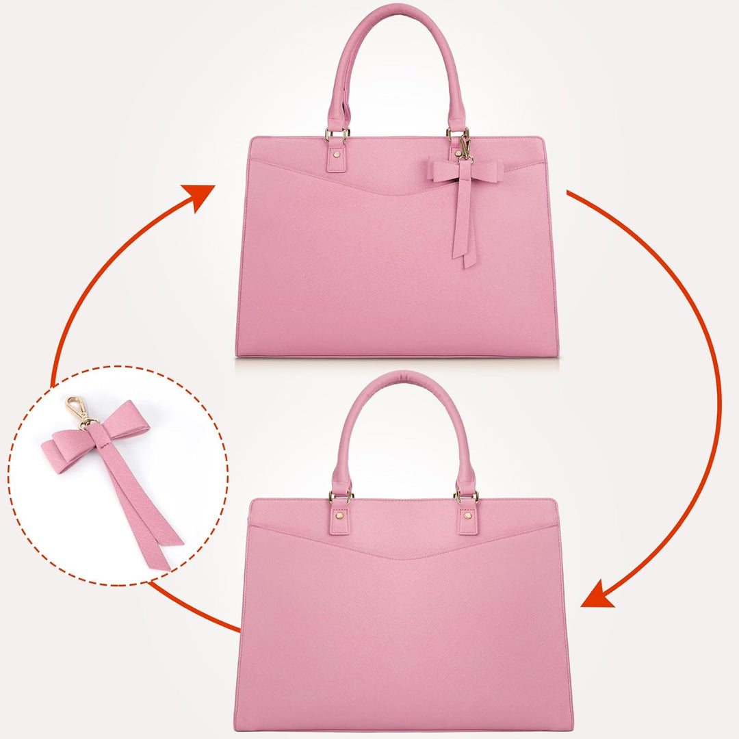 Women's large capacity waterproof business tote bag, keeping items dry & organized.