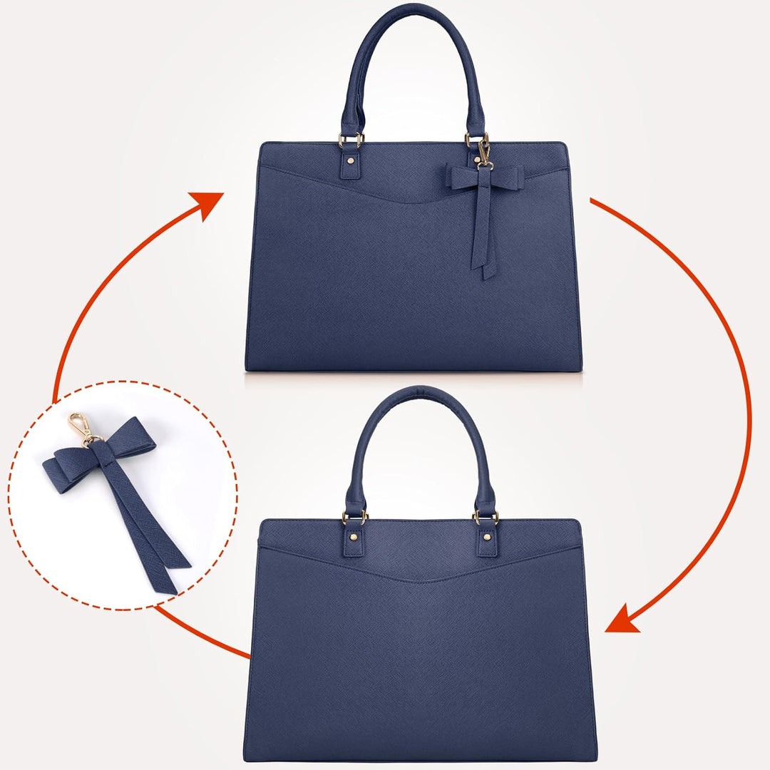 Stylish waterproof PU leather women's tote, versatile for laptop, work & daily use.