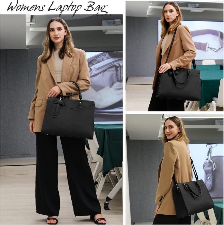 Professional women's multi-pocket waterproof tote, organized for business essentials.