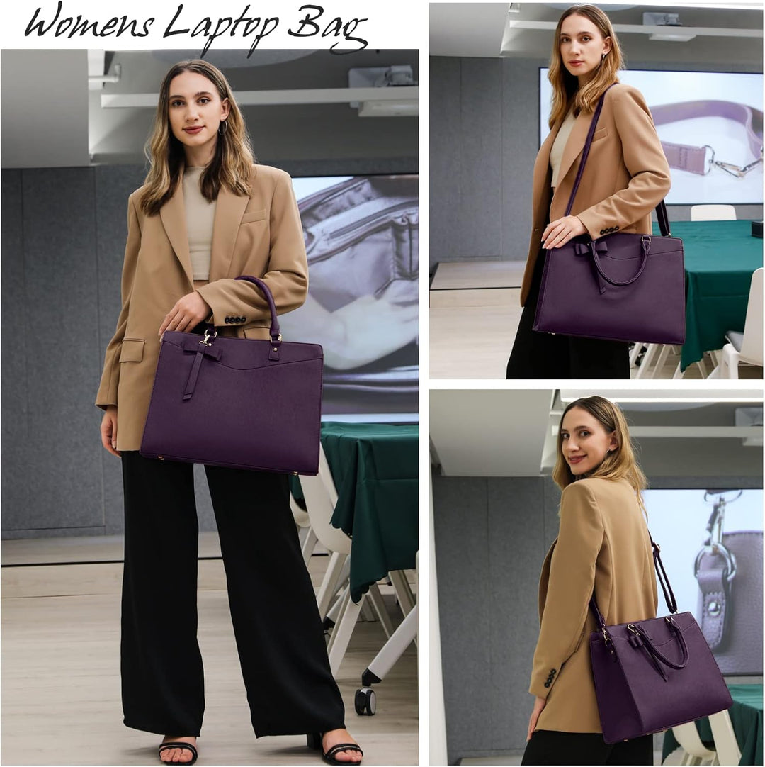 Business women's waterproof tote bag, perfect for laptops & files, durable material.