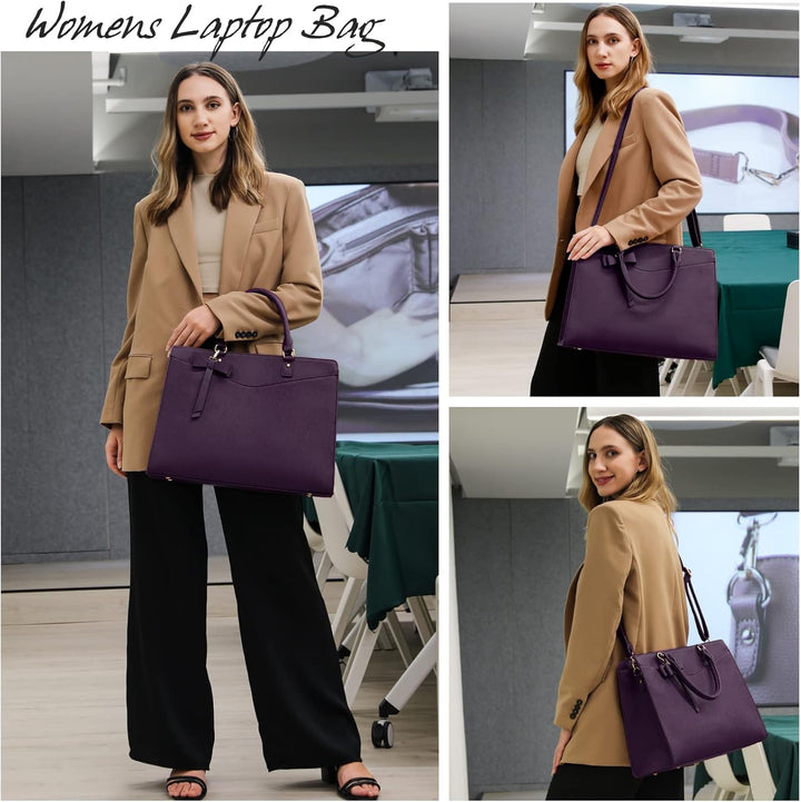 Business women's waterproof tote bag, perfect for laptops & files, durable material.