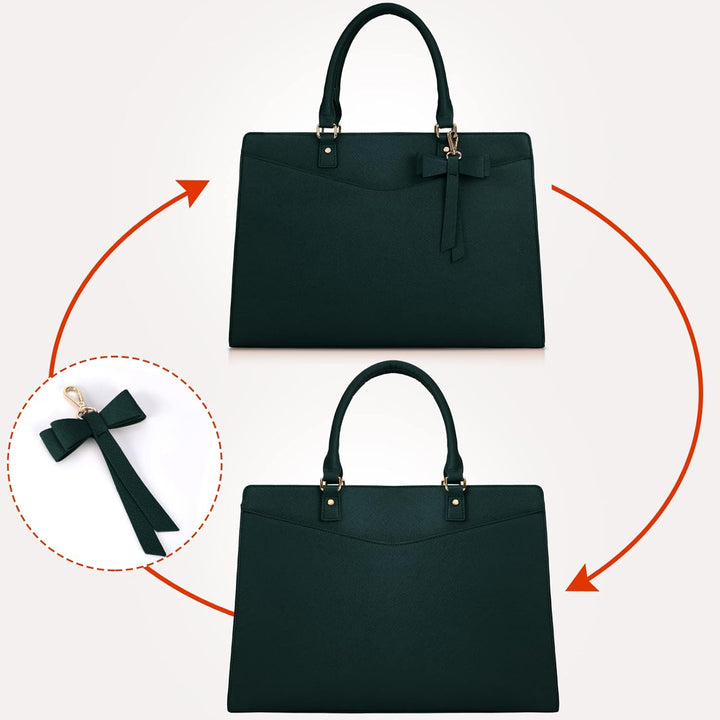 Large capacity waterproof laptop shoulder bag for women, multi-pocket organizer.