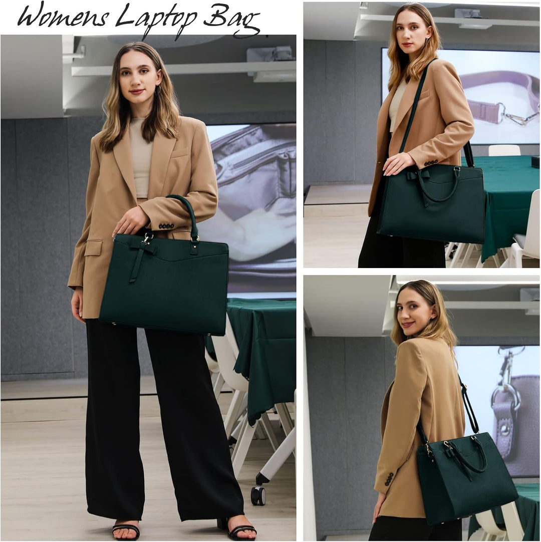 Everyday women's waterproof PU leather tote bag, secure laptop compartment.