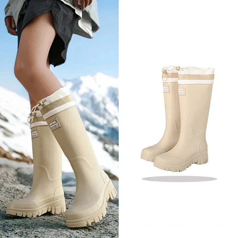 Women's durable waterproof boots, slip-on design for gardening, rainy days & outdoor comfort.