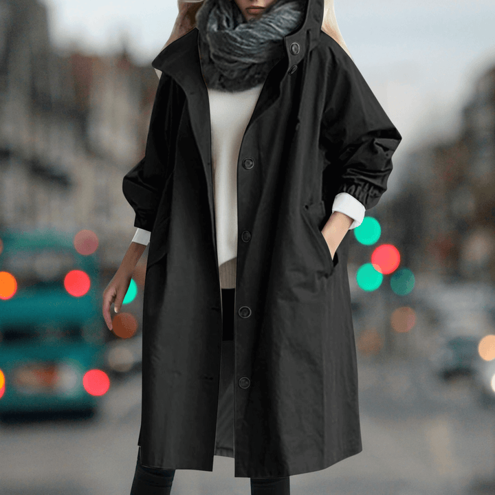 Waterproof women's teddy lined trench coat. Stay warm and dry in this stylish fall winter jacket.