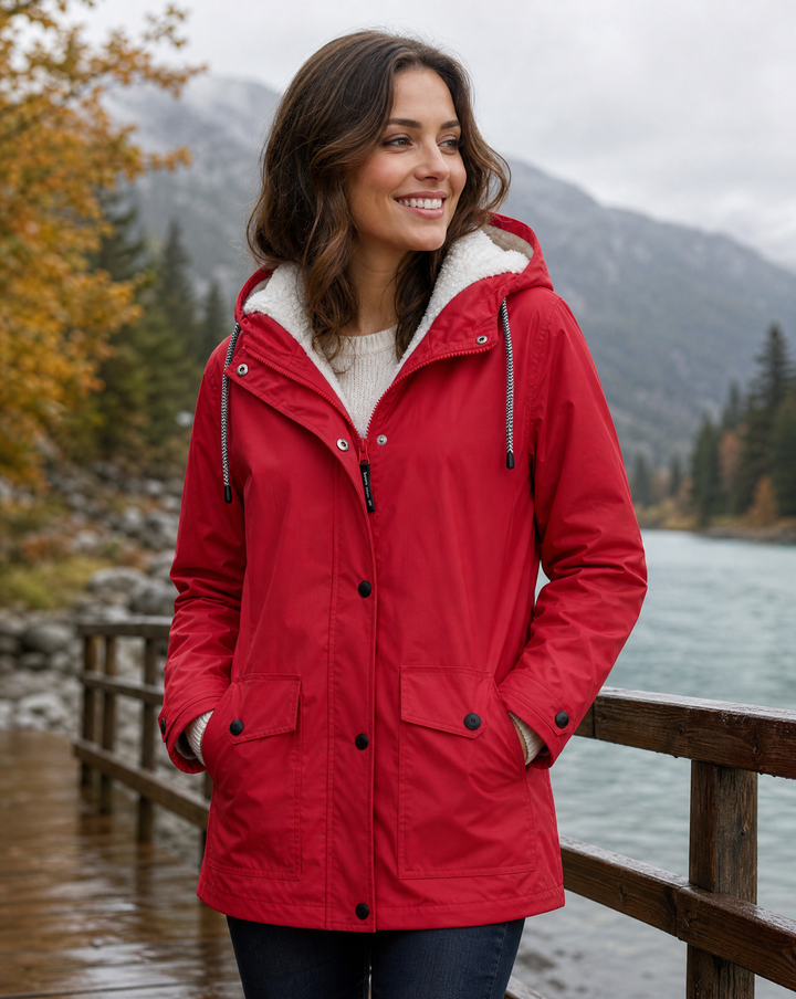 Women's waterproof, windproof, fleece-lined hooded jacket for ultimate weather protection & warmth.