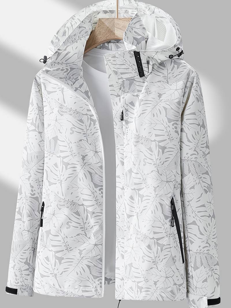 Lightweight women's waterproof rain jacket with hood, ideal for hiking, travel, and athletic wear.