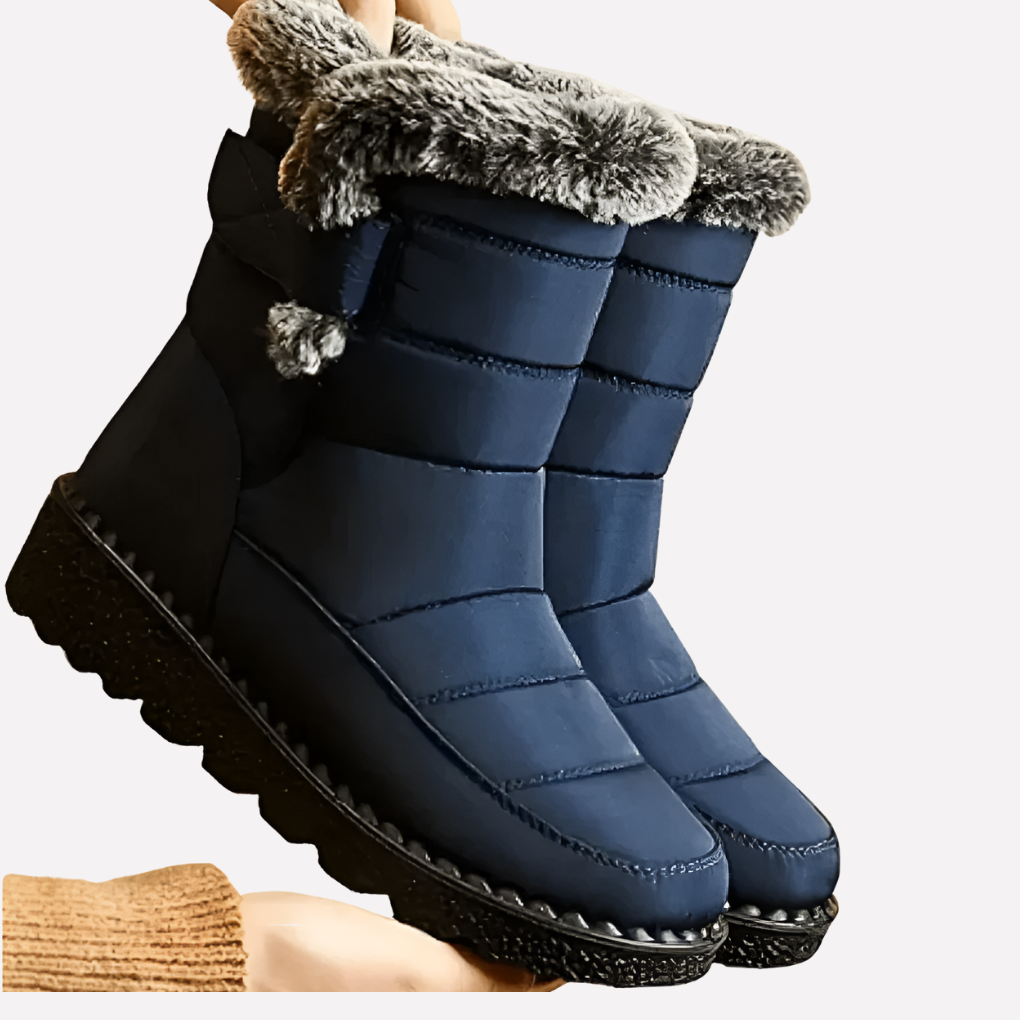 Women's waterproof winter snow boots with warm lining & non-slip sole for excellent outdoor traction in cold weather.