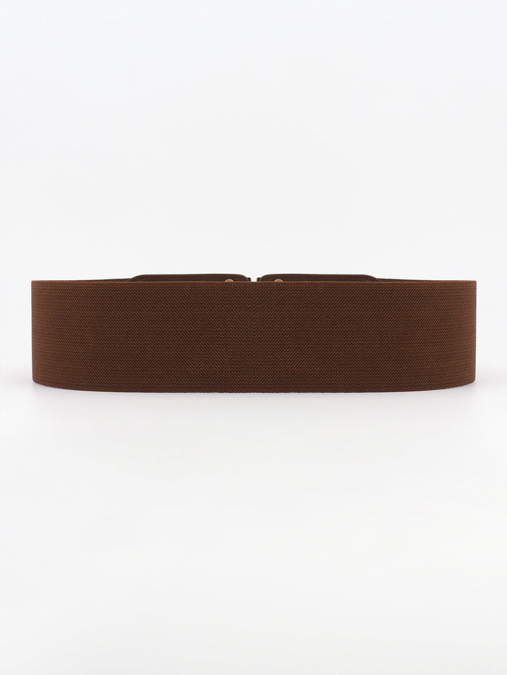 Versatile women's wide elastic cincher belt with a stylish buckle, ideal for dresses & tunics.
