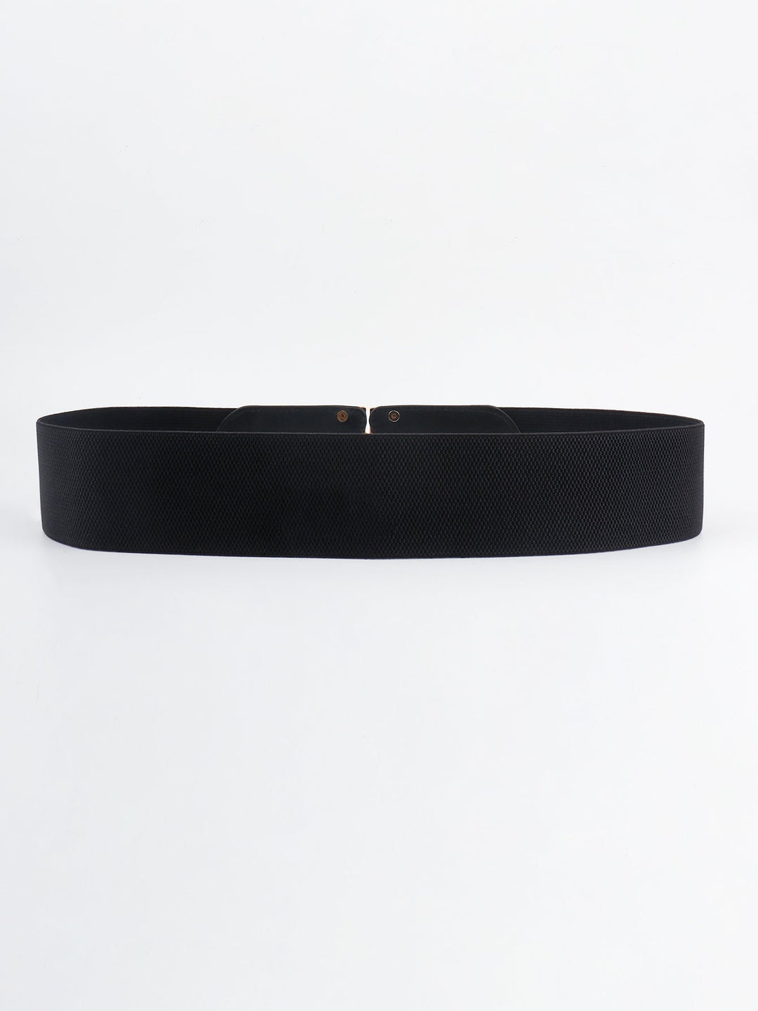 Stylish women's wide elastic waist belt, a chic fashion accessory with a prominent gold buckle.