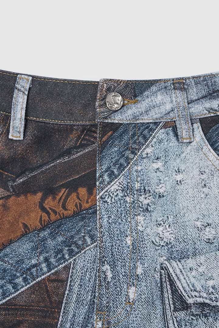 Women's fashion pants: wide leg fit and distinctive patchwork print. Bohemian chic.