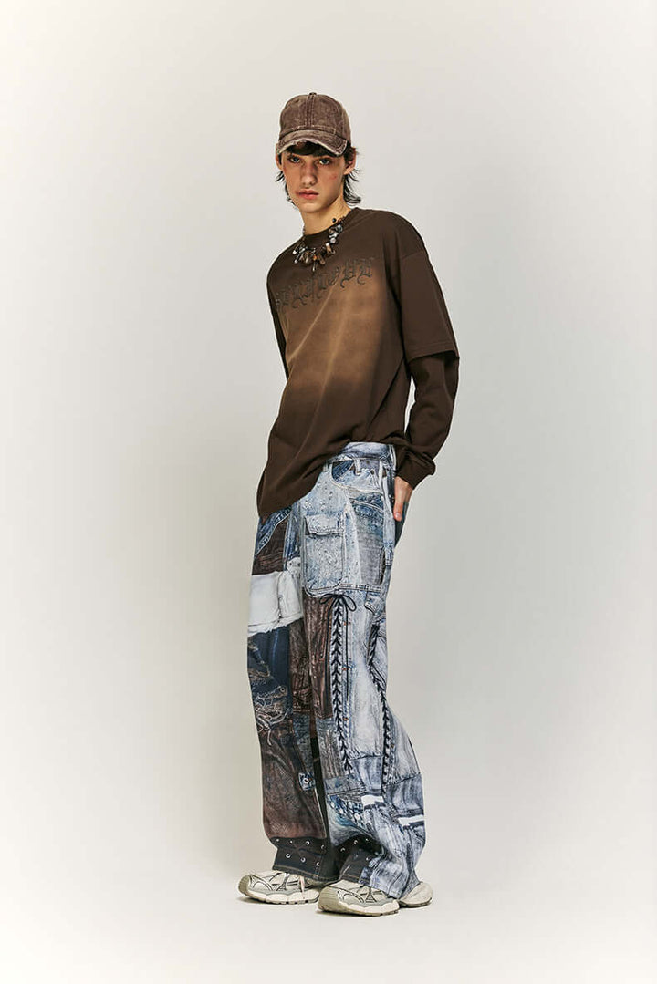 Bohemian style women's trousers with a stunning wide leg and vibrant patchwork print.