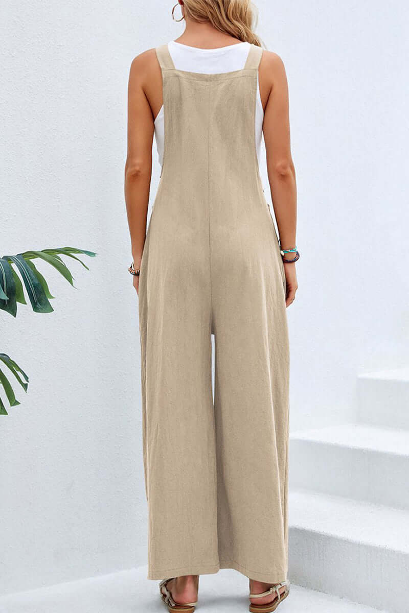 Women's wide neck spaghetti strap jumpsuit, perfect for versatile summer outfits.