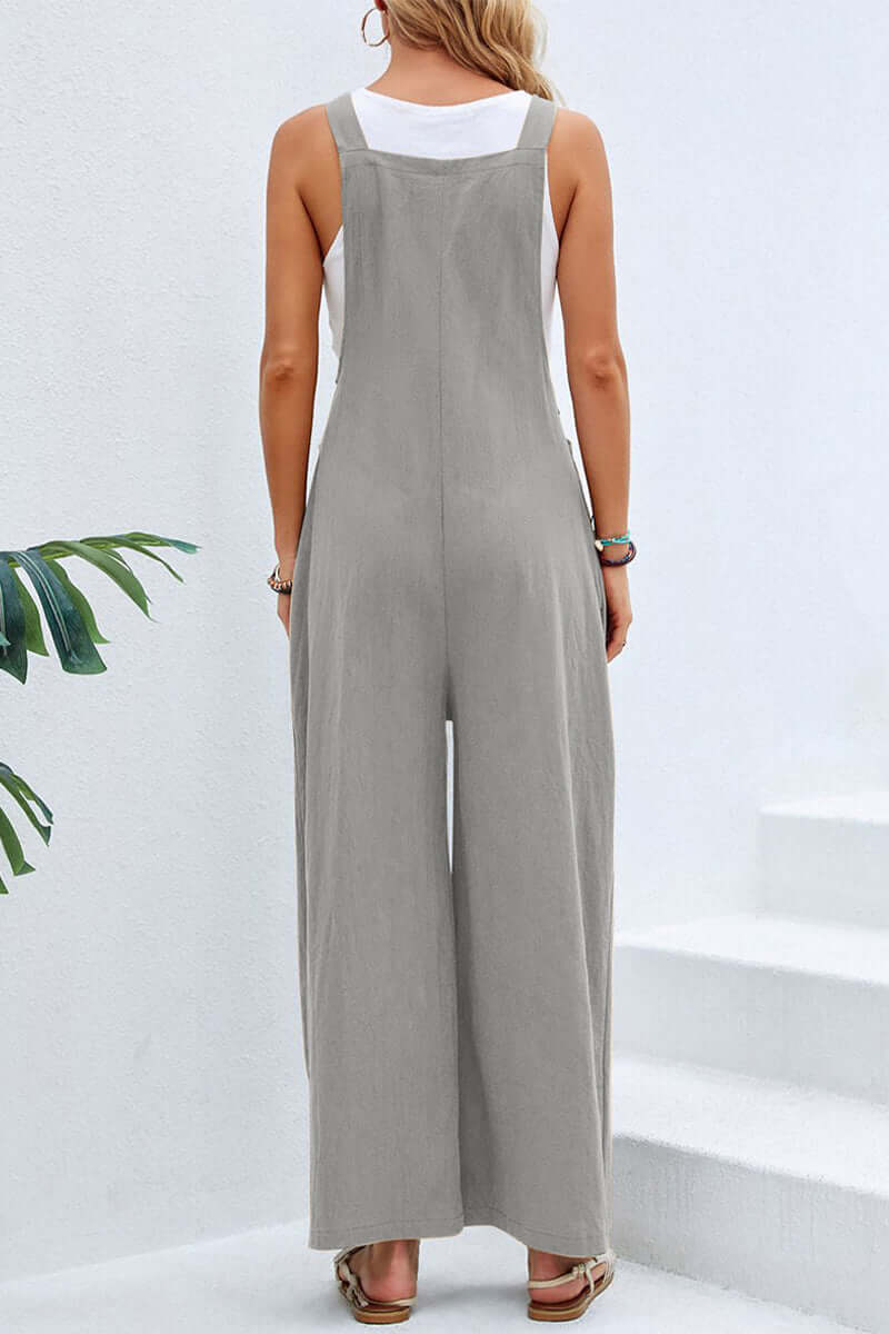 Versatile women's apparel: wide neck spaghetti strap jumpsuit, perfect for any occasion.