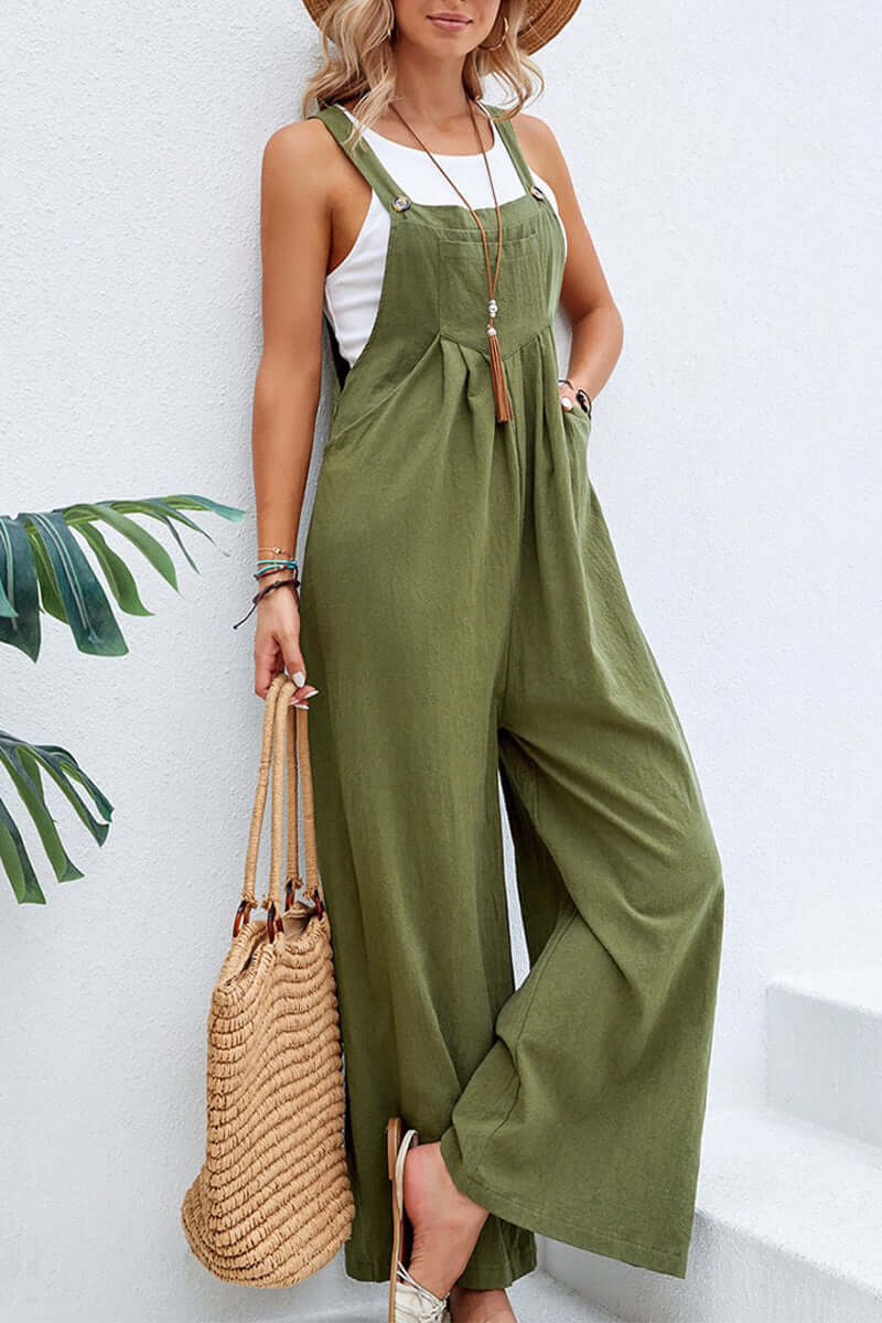 Relaxed fit women's spaghetti strap jumpsuit, versatile for summer fashion & everyday.