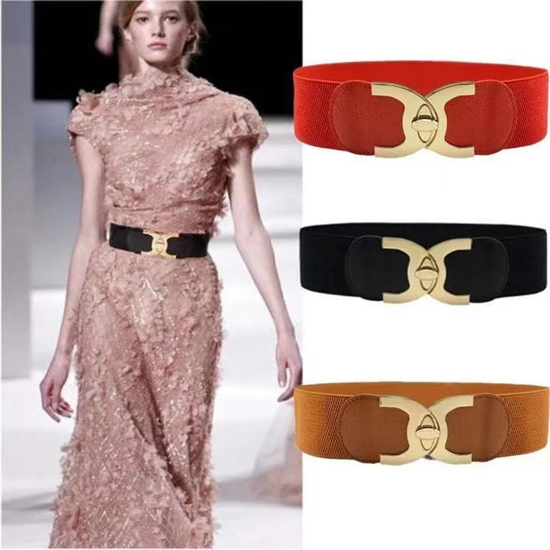 Women's Wide Parisian Chic Elastic Belt. Perfect fashion accessory for dresses & cinching the waist.