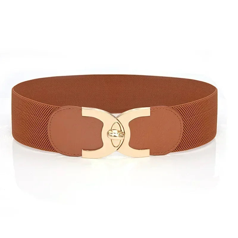 Stylish women's wide elastic dress belt, embodying Parisian chic. Enhance your waist with this accessory.