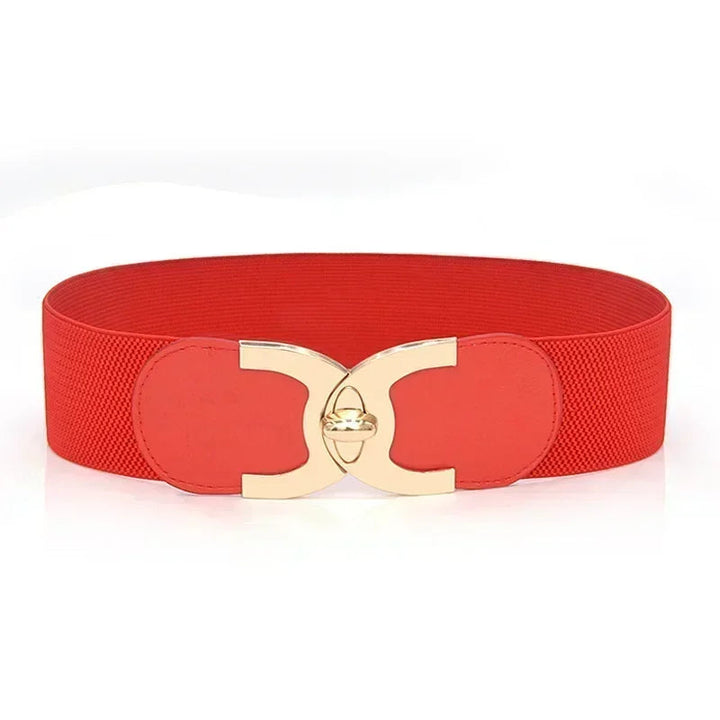 Fashionable women's wide elastic belt. Achieve a sophisticated Parisian chic style with this waist accessory.