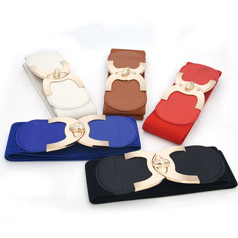 Classic women's wide elastic belt in Parisian style. A versatile fashion accessory to define your waist.