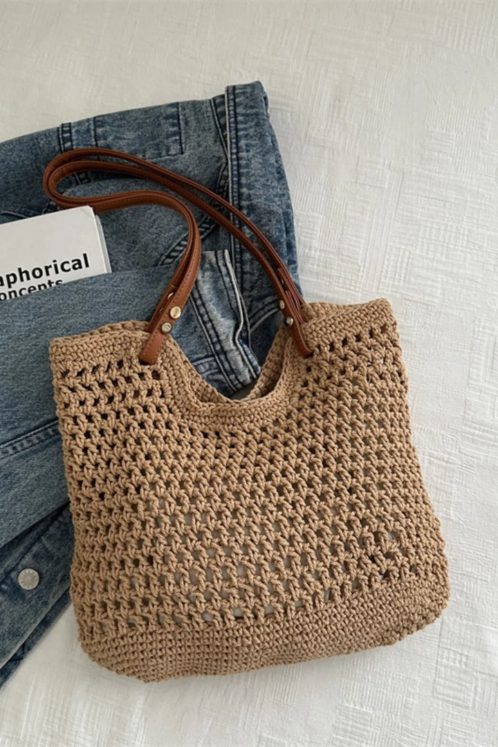 Lightweight women's woven cotton shoulder bag, ideal casual tote for summer & everyday.