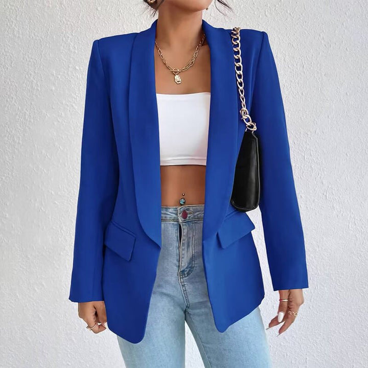"Women's classic tailored blazer, elegant silhouette, versatile styling for business or casual, timeless appeal, formal look"