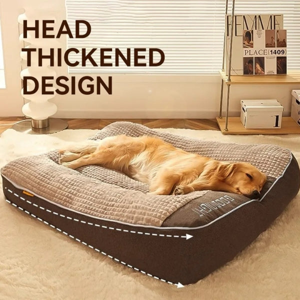 Plush, supportive XXL orthopedic dog bed for senior or large dogs, featuring an anti-slip base & washable cover.